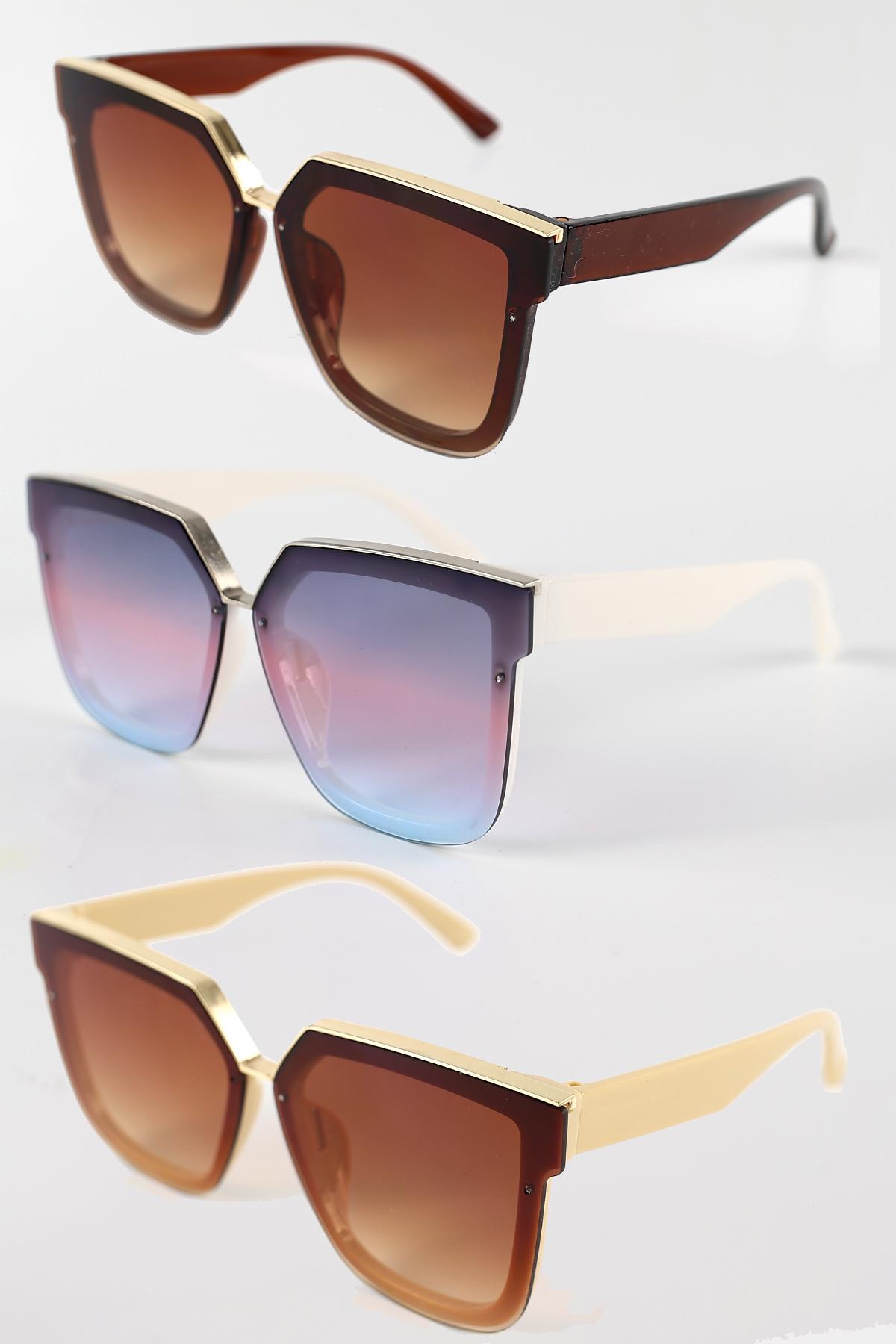 3lü Avantaj Seti Kadın UV400 Koruma Oversize Güneş Gözlüğü 23016