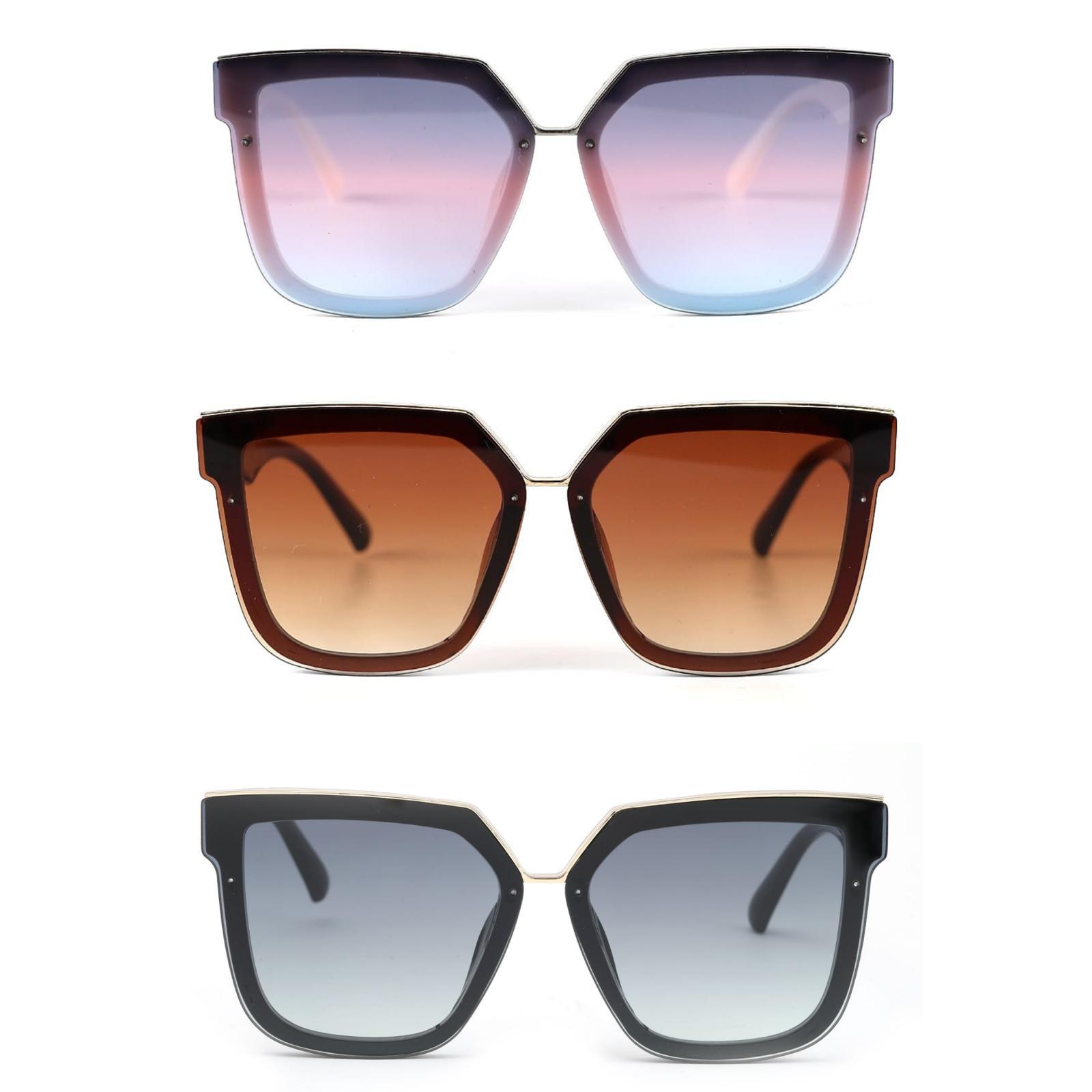 3lü Avantaj Seti Kadın UV400 Koruma Oversize Güneş Gözlüğü 23016-2