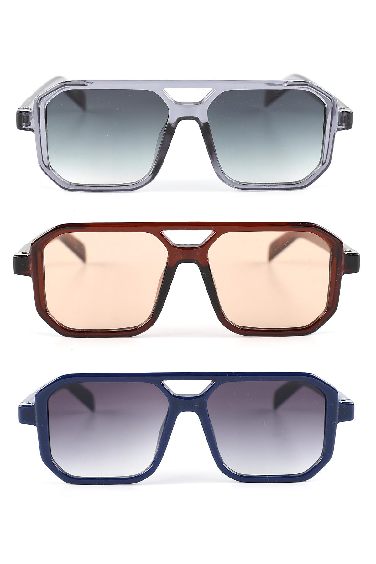 3lü Avantaj Seti Unisex Retro UV400 Güneş Gözlüğü 23001-1