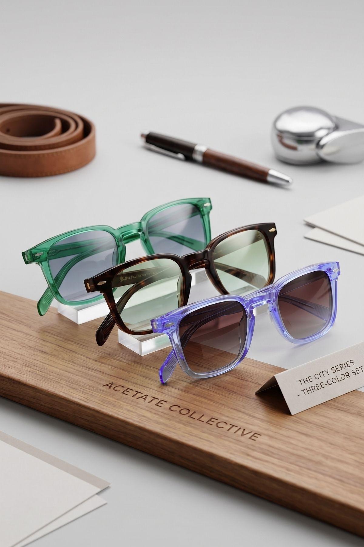 3lü Fırsat Seti UV400 Renkli Kadın Kare Güneş Gözlüğü 23043SET