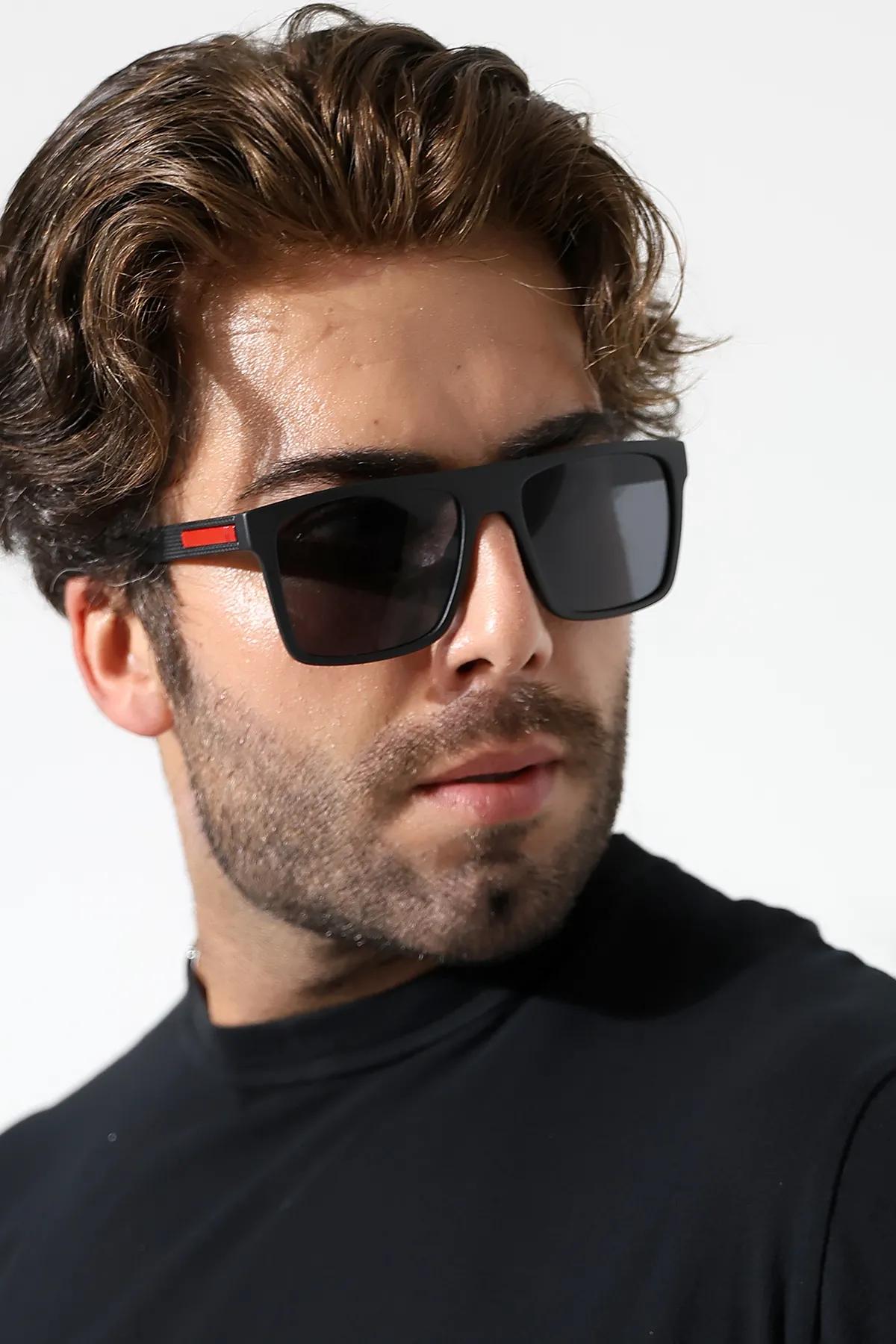 Erkek Kare Mat Siyah Polarize Güneş Gözlüğü 23061 C2 M P
