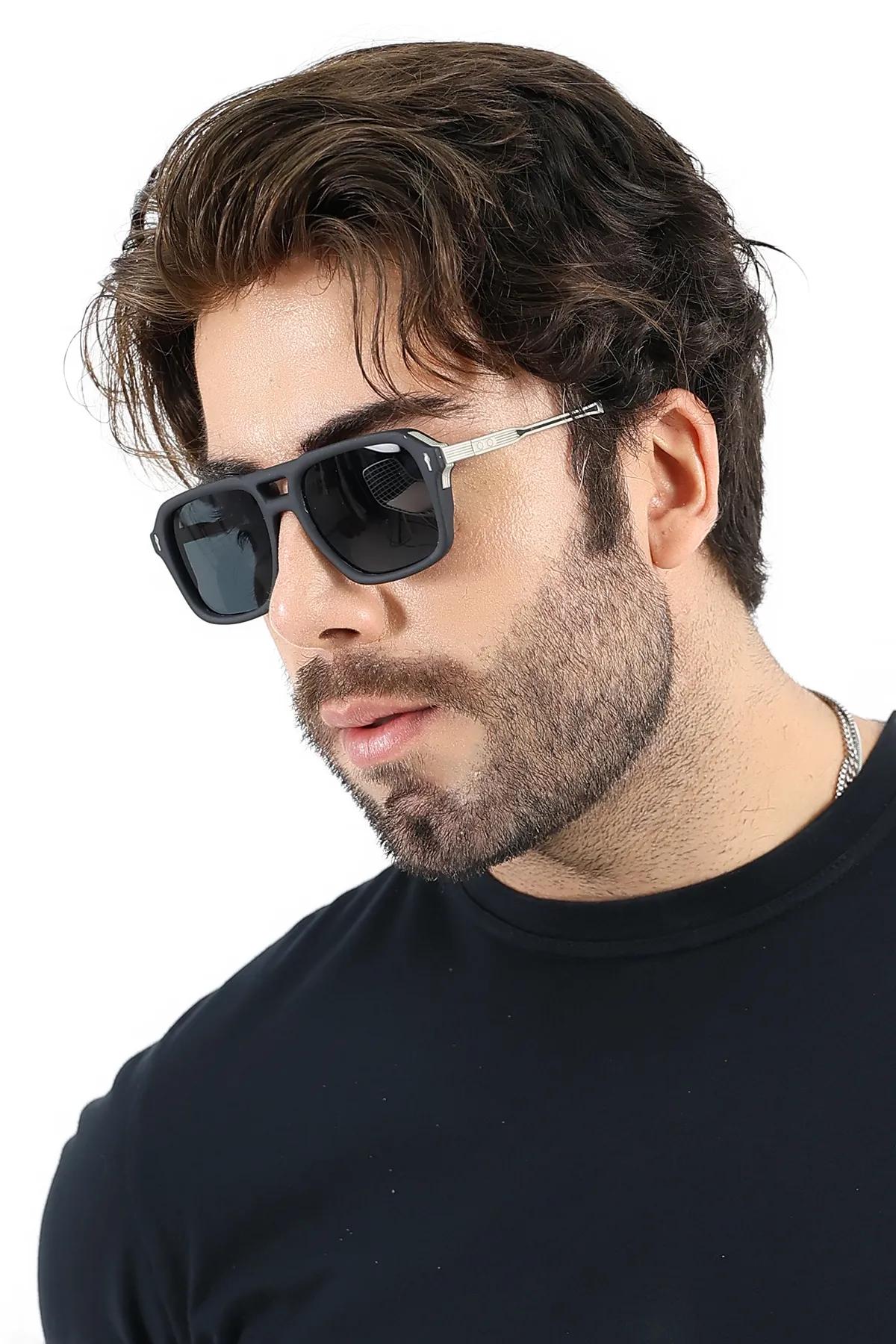Erkek Mat Siyah Sportif UV400 Güneş Gözlüğü WP25-34 C2 M