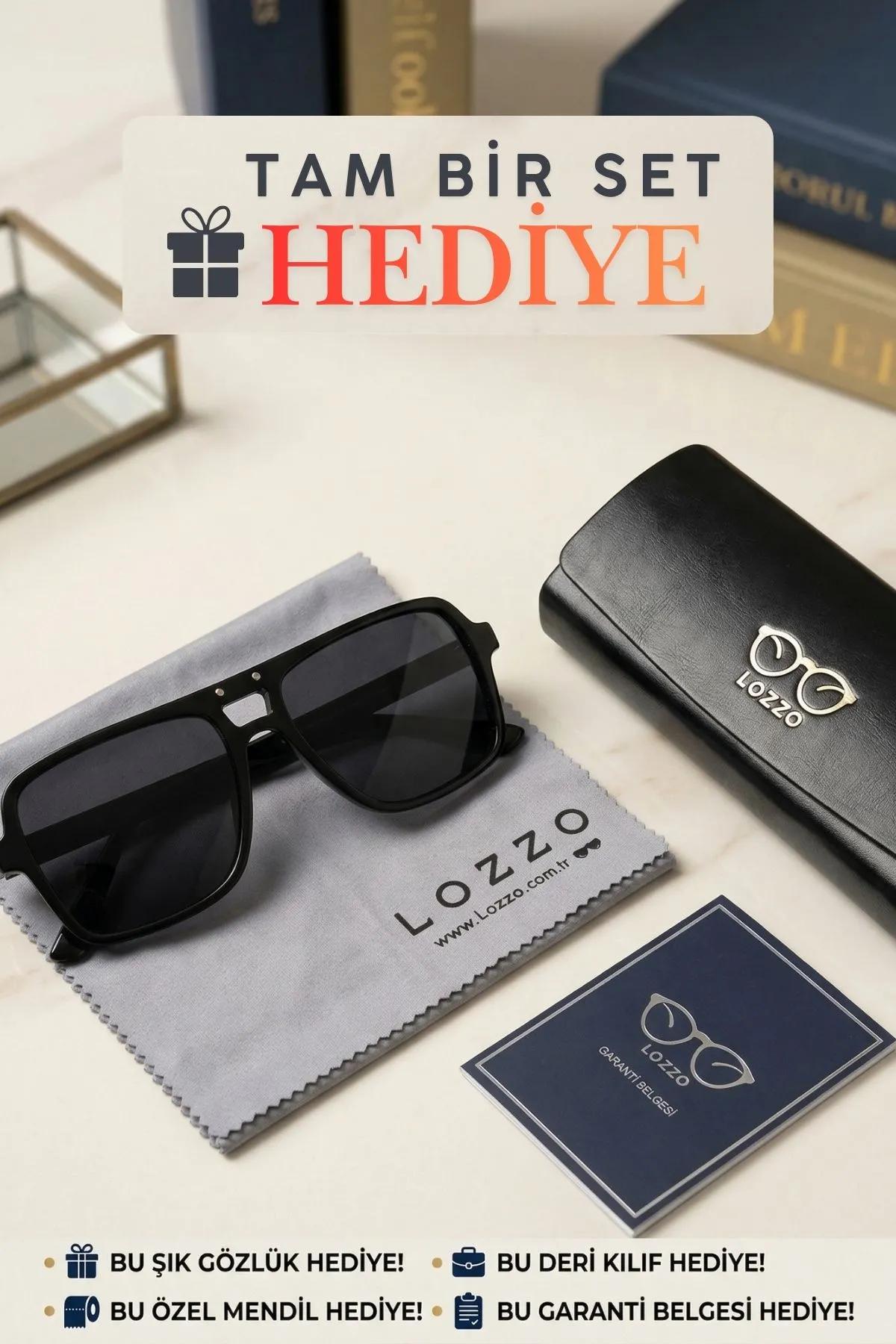 Erkek .polarize Aksesuarlı Kare Siyah Güneş Gözlüğü 23037 c2