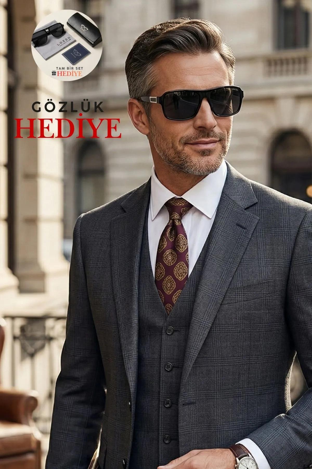 Erkek Polarize Mat Siyah Kare Güneş Gözlüğü 23052 C2 P M