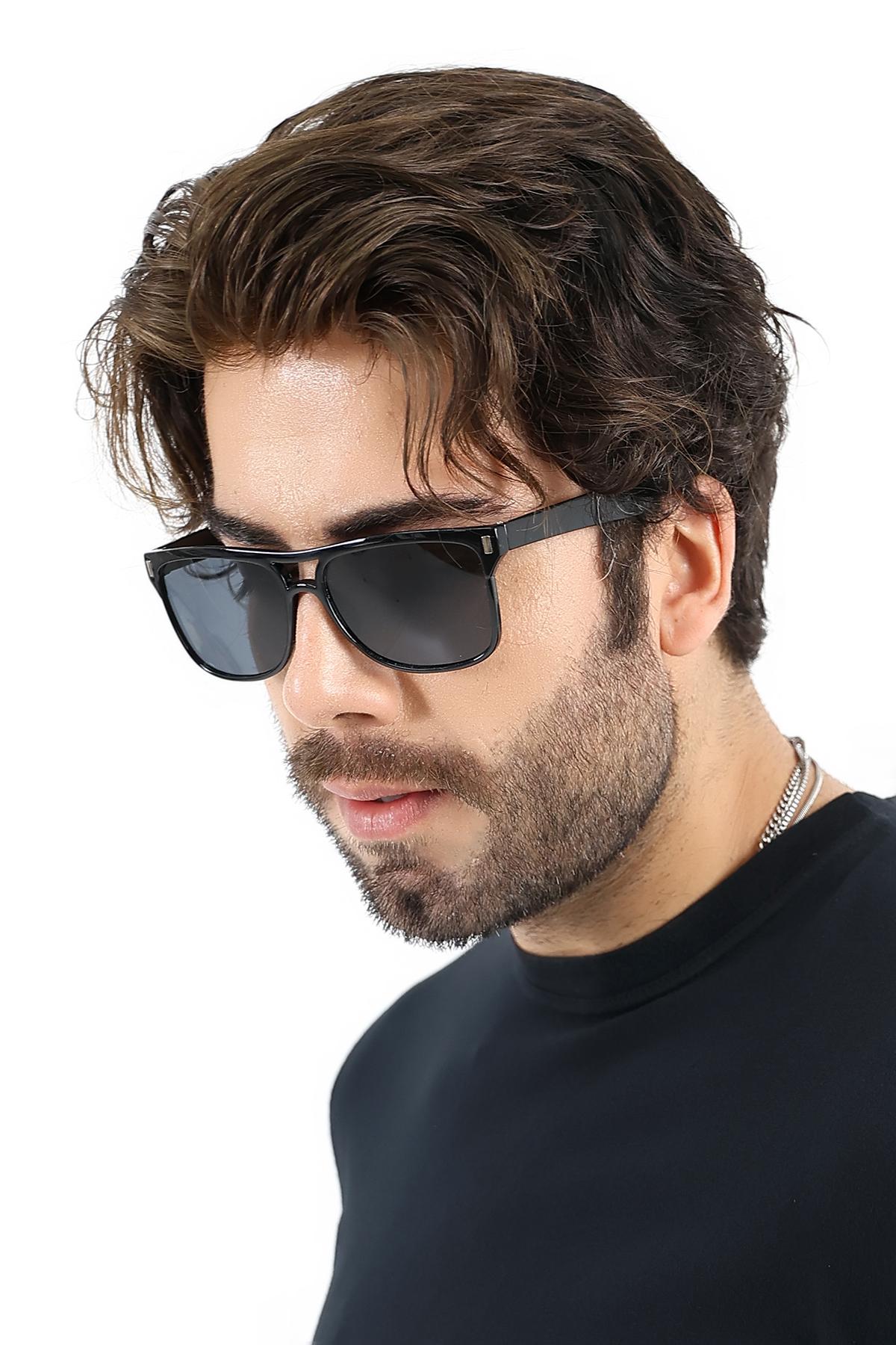 Erkek Siyah Retro UV400 Güneş Gözlüğü 25-23 C2 E