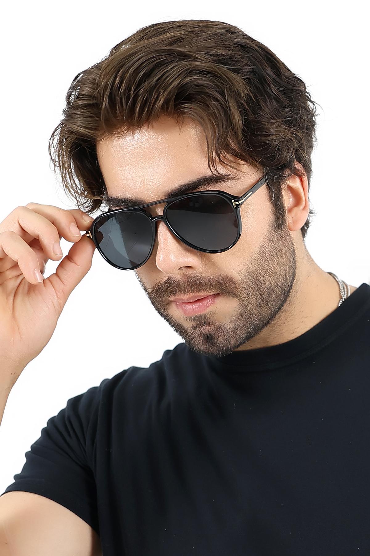 Erkek Siyah Retro UV400 Güneş Gözlüğü WP25-23 C2 E
