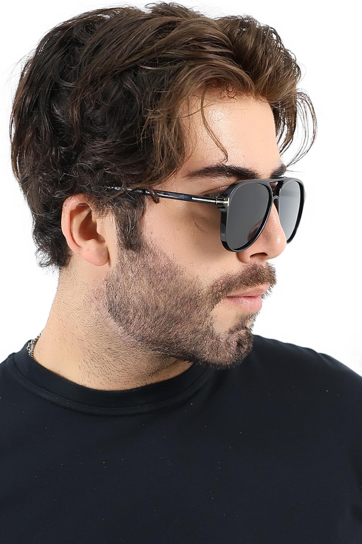 Erkek Siyah Retro UV400 Güneş Gözlüğü WP25-23 C2 E
