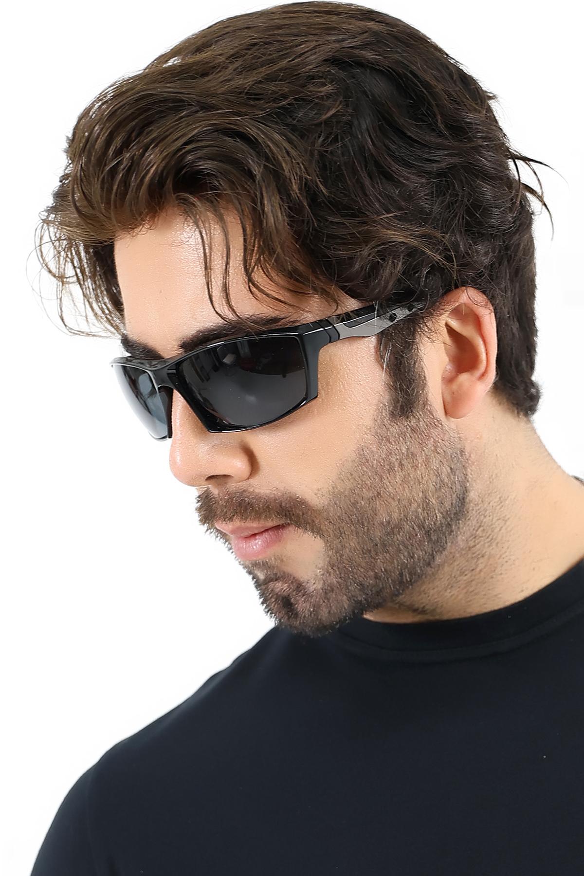 Erkek Siyah Sportif UV400 Güneş Gözlüğü Oksit Detay WP25-31 C2 