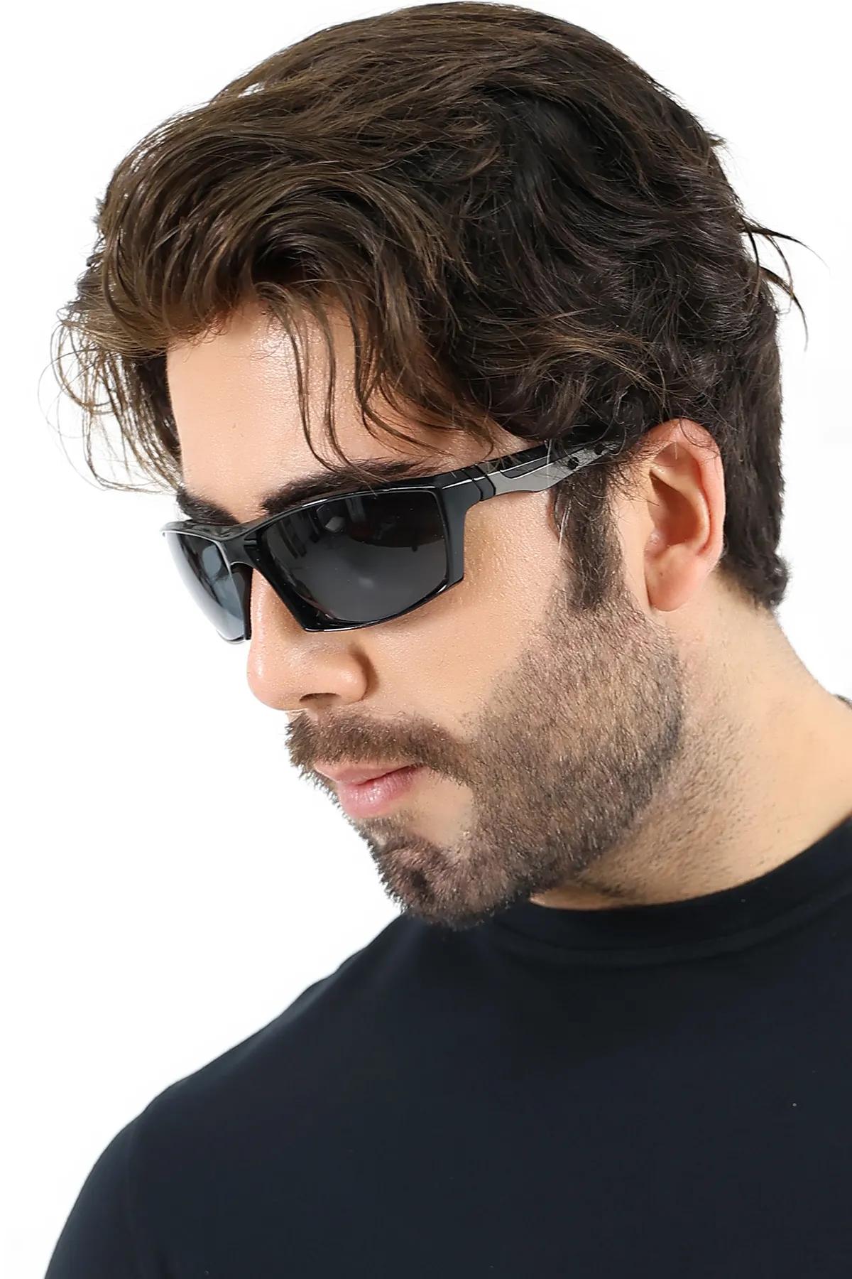 Erkek Siyah Sportif UV400 Güneş Gözlüğü Oksit Detay WP25-31 C2 