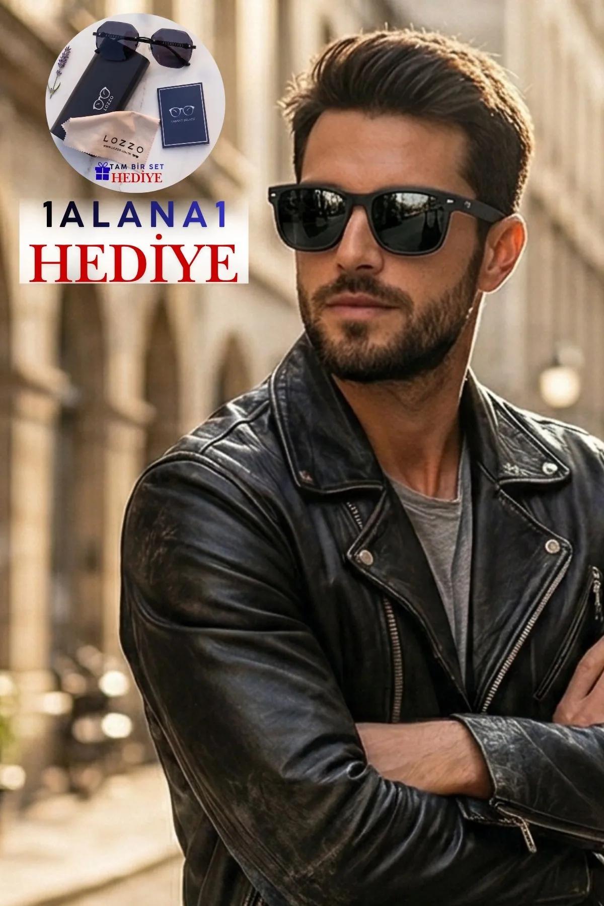 Erkek UV400 Kare Siyah  Güneş Gözlüğü 23043 C2 E