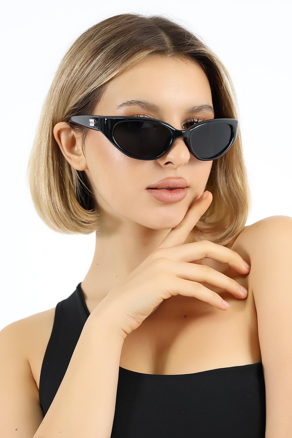 Kadın Dikdörtgen UV400 Güneş Gözlüğü Gümüş Detay 25-16 C2 