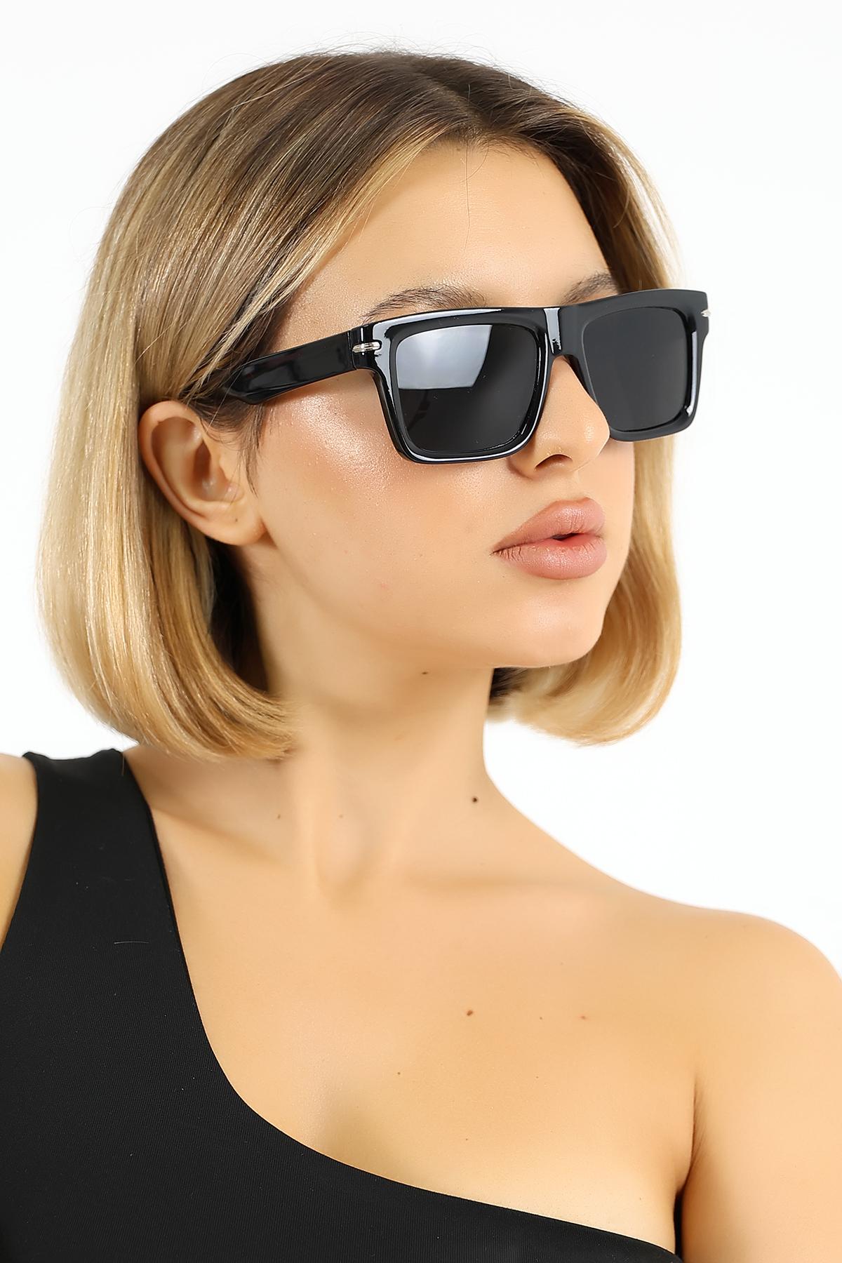 Kadın Kare UV400 Güneş Gözlüğü Gümüş Detay 25-09 C2 