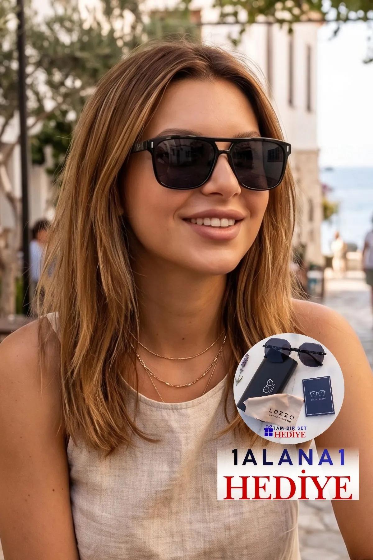 Kadın UV400 Siyah Pilot Retro Güneş Gözlüğü 25-23 C2 