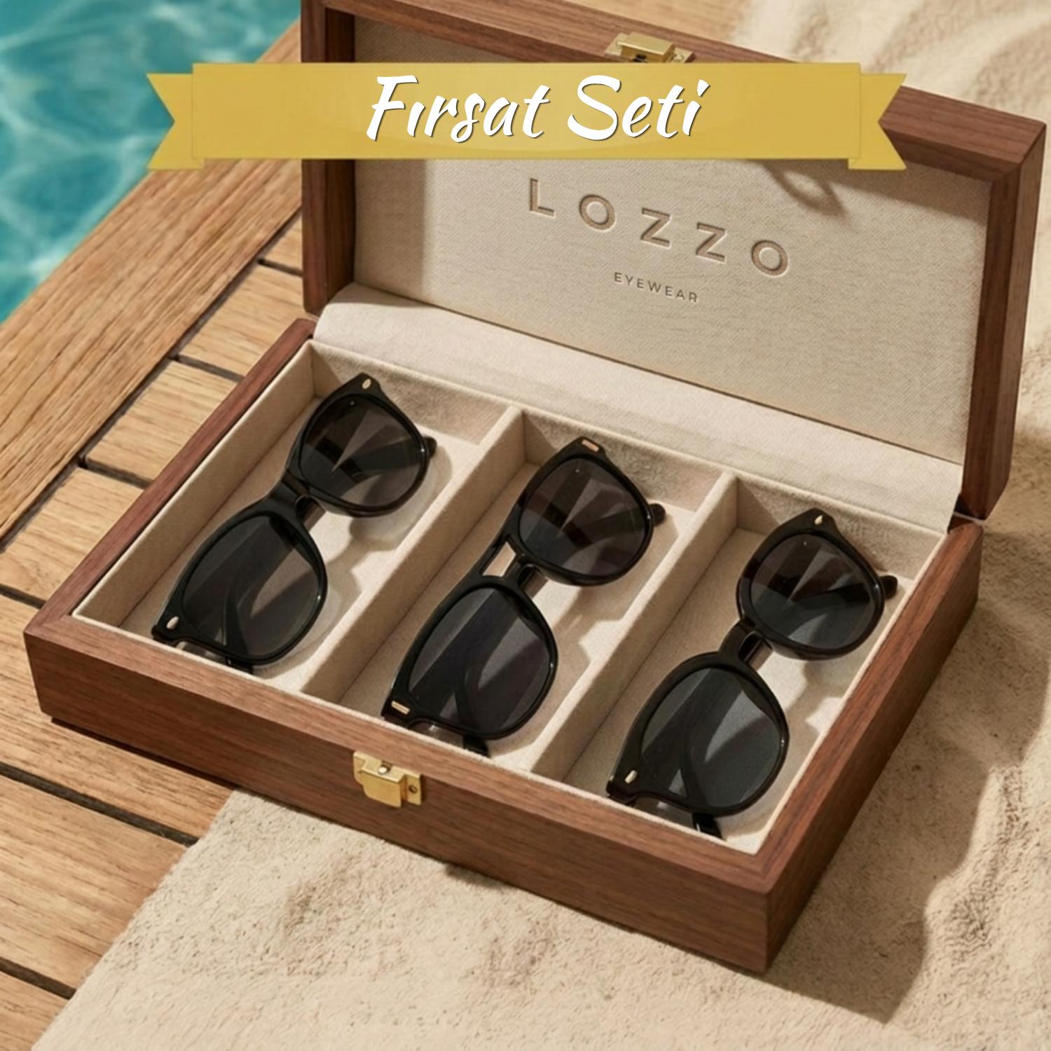 Lozzo 3'lü Fırsat Seti Unisex Siyah UV400 Korumalı Güneş Gözlüğü 25-01 / 25-03 / 25-23