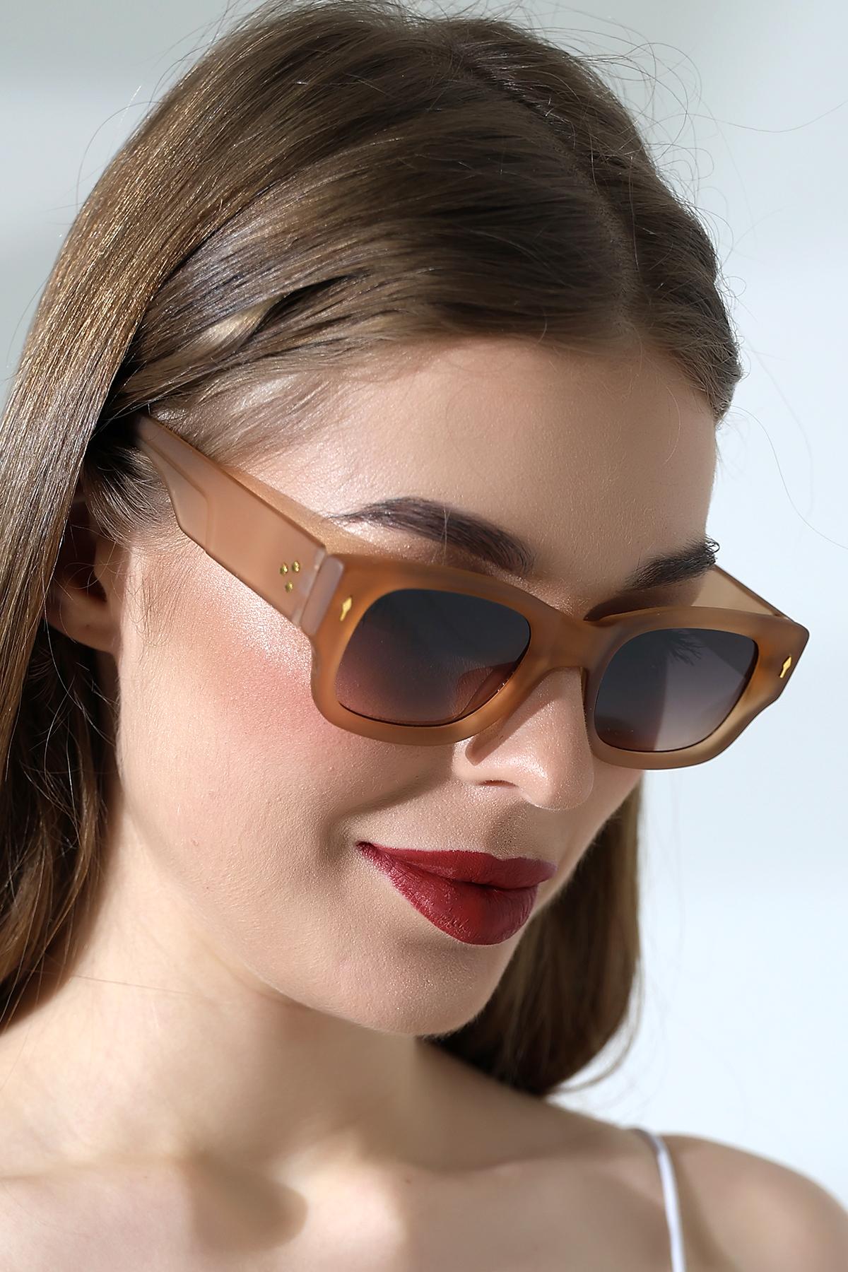 Kadın Dikdörtgen Bal Rengi UV400 Güneş Gözlüğü 23032 c4 m