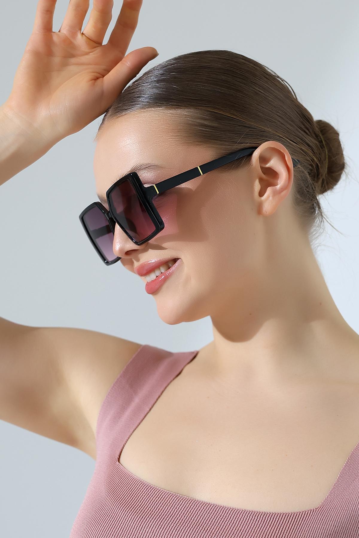 Kadın Kelebek Gümüş Aksesuarlı UV400 Güneş Gözlüğü 23066 c2 Açık Cam