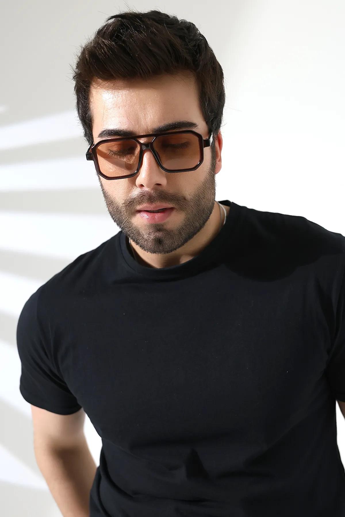 Unisex Kahverengi Retro UV400 Güneş Gözlüğü 23001-1 c3